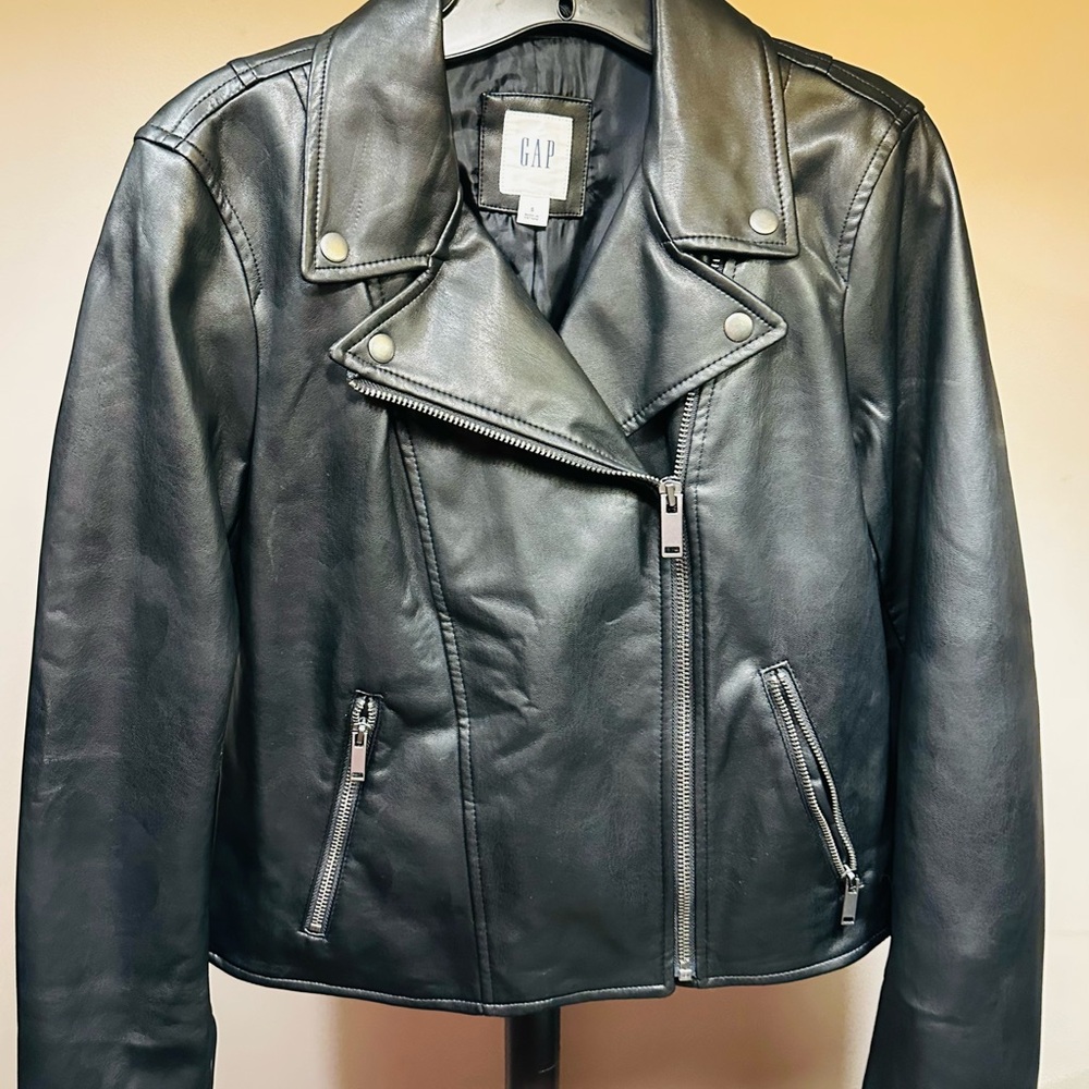 GAP Women's Dark Gray Leather Jacket